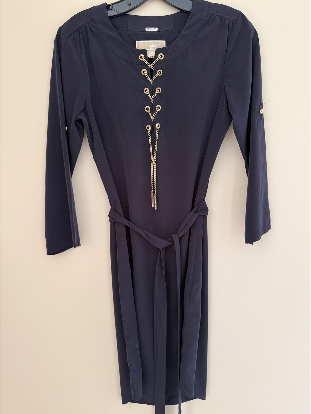 XS Michael Kors navy/gold dress